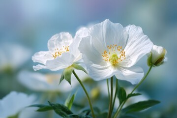 Obraz premium White blooms in summer garden close up