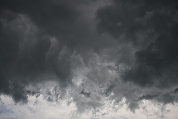 Dark panoramic cloudscape in the aftermath of a thunderstorm with strong winds - Background for website header or abstract design