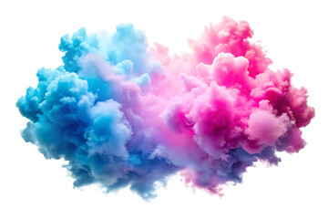 Swirling pink and blue clouds with wispy edges and bright white highlights isolated on a transparent background