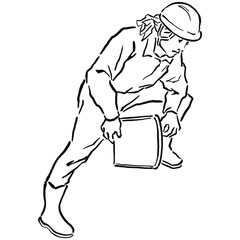 浮世絵風の職人線画_10