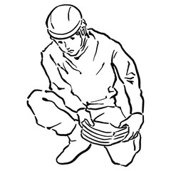 浮世絵風の職人線画_09