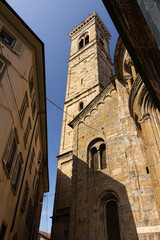 Street scene in Bergamo Alta, Bergamo, Italy