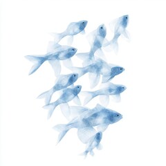 Fototapeta premium A group of translucent blue fish swimming gracefully together.