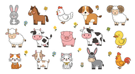 Adorable pixel art farm animals collection featuring cute creatures for your projects