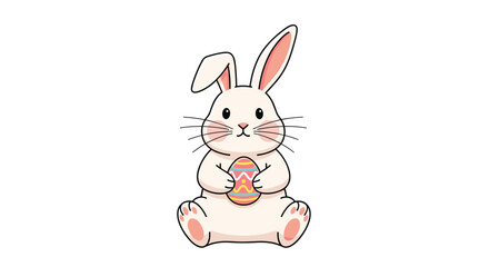 Fototapeta premium Charming easter bunny holding a decorated egg festive spring celebration