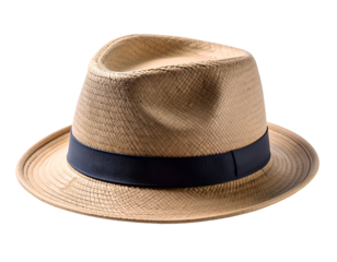 Elegantly crafted straw hat featuring a distinctive dark band for a timeless fashion statement.