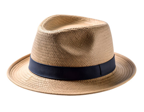 Elegantly crafted straw hat featuring a distinctive dark band for a timeless fashion statement.