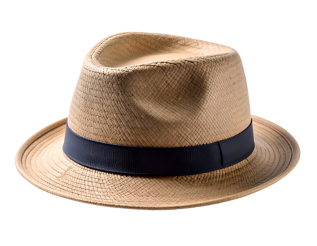 Elegantly crafted straw hat featuring a distinctive dark band for a timeless fashion statement.