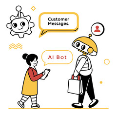 Fototapeta premium AI Bot Assisting Customer with Shopping: Illustration