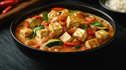 Creamy red curry with tofu and vegetables