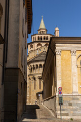 Street scene in Bergamo Alta, Bergamo, Italy
