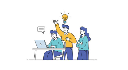 Creative brainstorming session leads to innovative solution discovery and idea generation