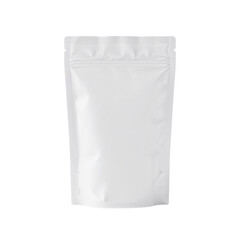 Isolated pristine white pouch, minimalist packaging for a clean aesthetic presentation on