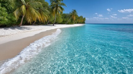 Discover a tropical island paradise crystal clear waters lush nature and vibrant sunrises on a serene beach environment