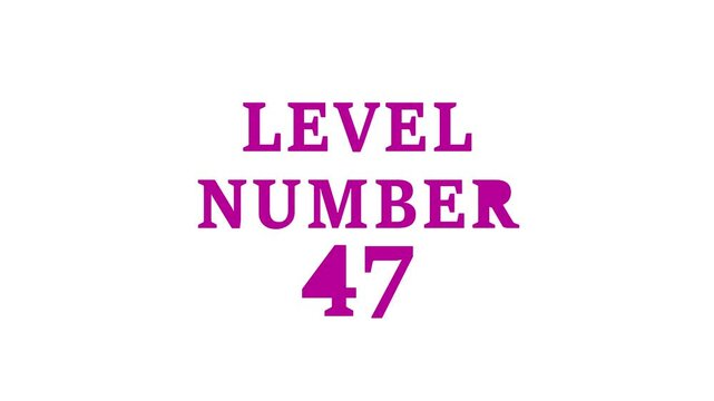 3d text level concept. Level 47 animation with holographic gradient and dot pattern on green background