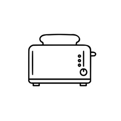 Simple linear vector icon of a kitchen toaster in monochrome style  