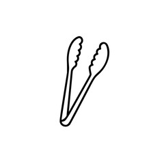 Kitchen tongs in simple linear vector icon style on white background  