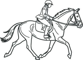 Fototapeta premium elegant-line-art-illustration-of-a-horse-rider--cl.eps
