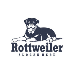 Rottweiler Dog logo design vector. Silhouette Rottweiler Dog Template Illustration. Icon Symbol