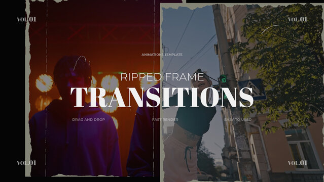 Ripped Frame Transitions / Horizontal / Part 01