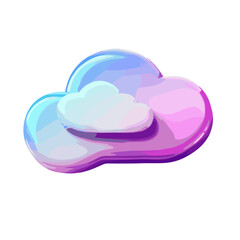 Stylish 3D cloud illustration with gradient colors on a white background with copy space