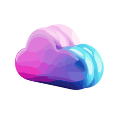 Stylish gradient cloud illustration in pink and blue on a white background with copy space