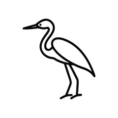 Fototapeta premium Black-crowned crane and night heron with a white background, featuring a wild bird's silhouette