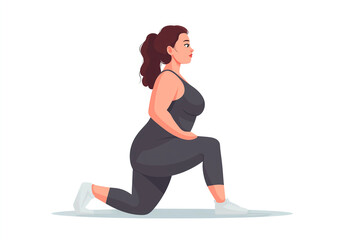 Fototapeta premium Overweight Woman Performing a Lunge Exercise