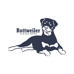Rottweiler Dog logo design vector. Silhouette Rottweiler Dog Template Illustration. Icon Symbol
