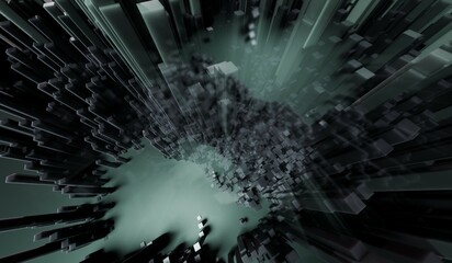 Abstract background, tall bars, tall poles, zoom, 3D illustration