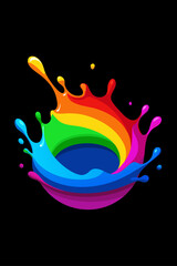 Vibrant rainbow splash paint colors