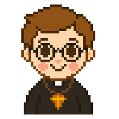 Flat Design Pixel Art Pastor Illustration