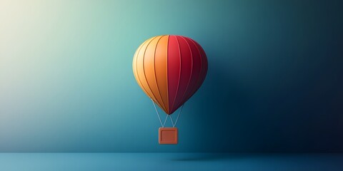 Colorful Hot Air Balloon on Blue Gradient Background