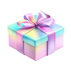 Obraz premium Gift of Elegance: A vibrantly colored gift box tied with a satin bow, embodying thoughtfulness and conveying an aura of excitement and anticipation.
