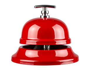  Classic Red Fire Bell with Pull Handle, Isolated on Transparent Background