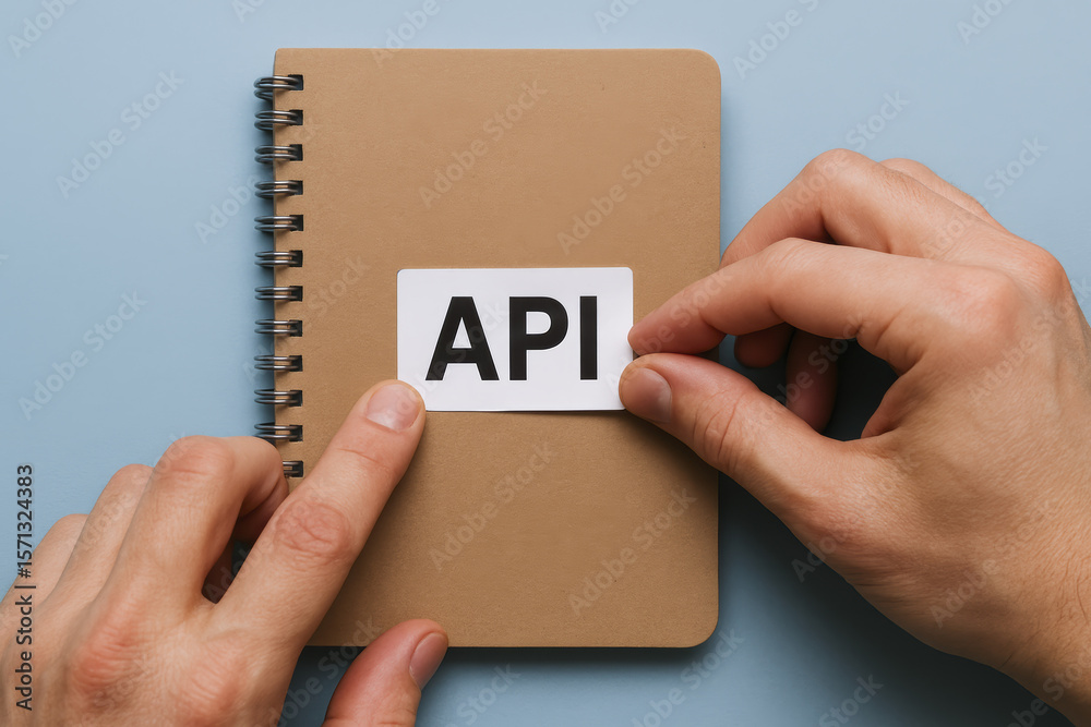 Poster the concept integration is highlighted as a label is carefully applied onto a notebook symbolizing o