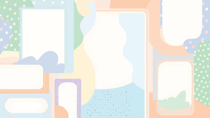 Pastel shapes and polka dots abstract background