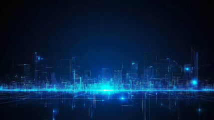 Fototapeta premium architecture, cityscape with space and neon light effect. Modern hi-tech