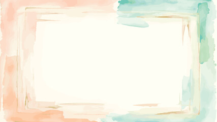 Fototapeta premium Soft watercolor border with peach and teal abstract