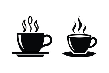 set of cup of coffee tea coffee cup icon vector art 