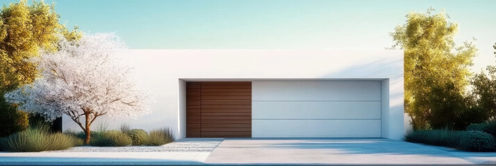 Minimal architecture is depicted contemporary white house
