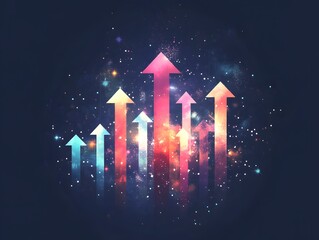 Colorful Abstract Arrows Representing Growth and Progress in Space