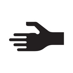 Simple Black Silhouette of an Open Hand Reaching Out, Gesture of Help or Invitation