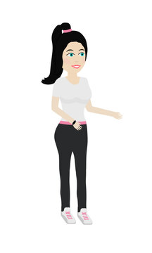 Sporty Female Character &ndash; 3/4 Side View &ndash; Rigged Vector Design for Animation and Video