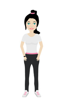 Female Sports Character &ndash; Front View &ndash; Animation-Ready Vector Mascot for Motion Design