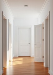 Comfortable and organized home office with desk chair computer and decor creating ideal workspace Empty room interior design architecture blank design room