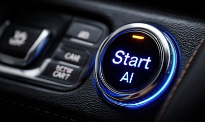 Start ai illuminated button on leather