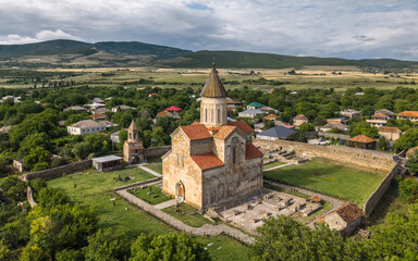 Samtavisi Cathedral, 11th-century Georgian Orthodox church with red-tiled roof and stone walls