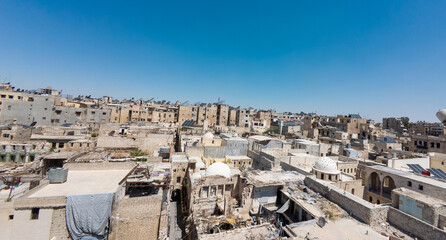 Panoramic View of Ancient Cityscape. Aleppo city, Syria.