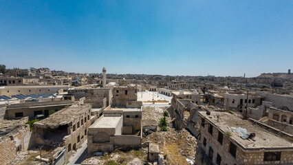 Fototapeta premium Panoramic View of Historic Middle Eastern Cityscape. Aleppo city, Syria.